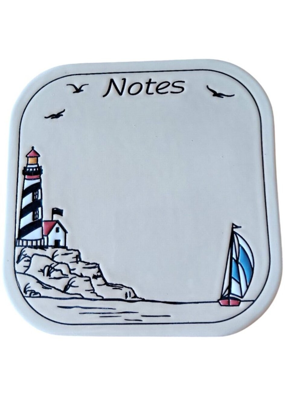 VINTAGE Trinity Pottery Notes Holder Lighthouse‎ & Sailboat Handmade USA